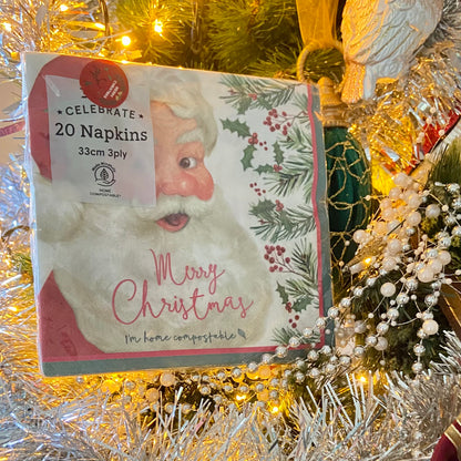 1 x 20/3ply Merry Christmas Festive Napkins , Santa Claus design can be used for decoupage
