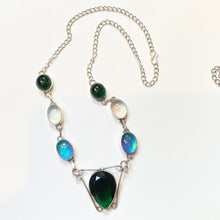 Load image into Gallery viewer, Deep Green Pendent with Glass Beads Sterling Silver Overlay Necklace
