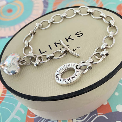 Links of London T-Bar Bracelet with Puffed Heart Charm.
