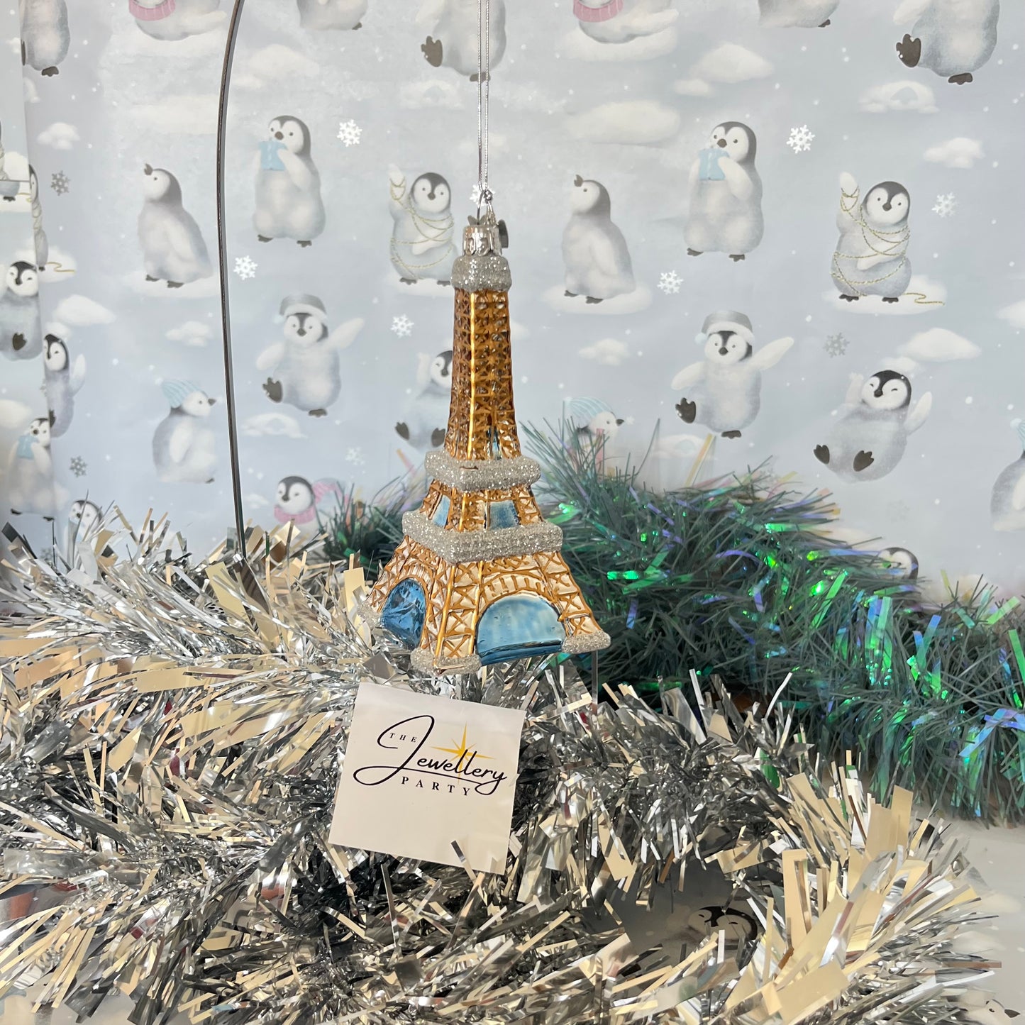 Kurt Adler Noble Gems glass Eiffel Tower Christmas ornament