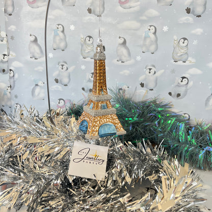 Kurt Adler Noble Gems glass Eiffel Tower Christmas ornament