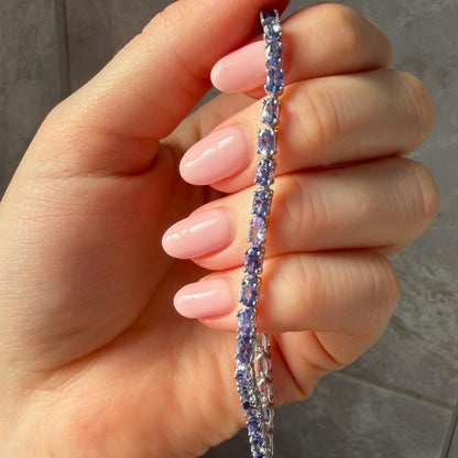 New! Natural Tanzanite Tennis Bracelet crafted from 925 Sterling Silver