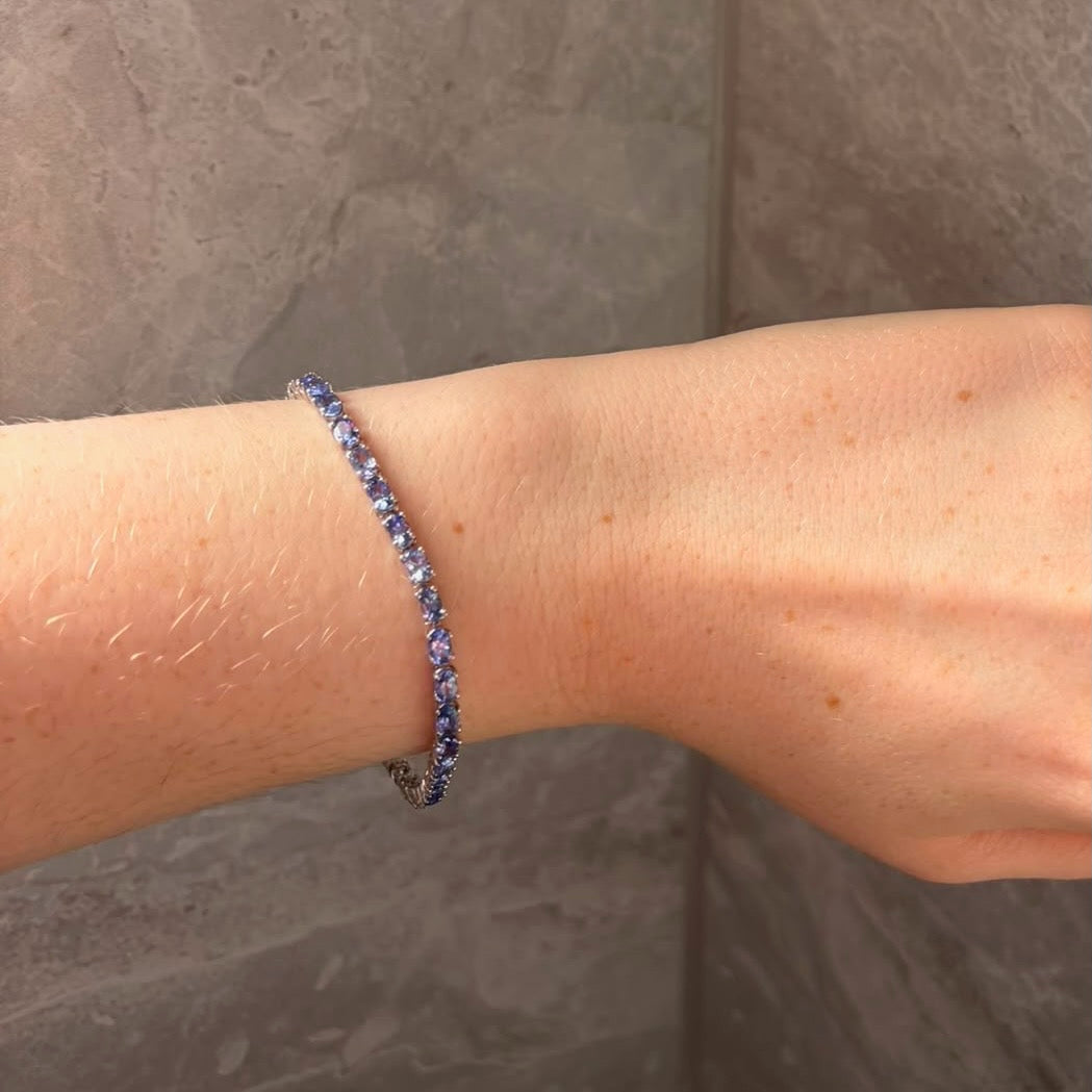 New! Natural Tanzanite Tennis Bracelet crafted from 925 Sterling Silver