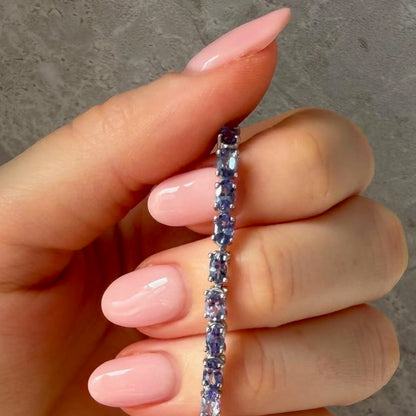 New! Natural Tanzanite Tennis Bracelet crafted from 925 Sterling Silver
