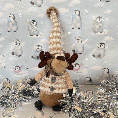 Brown festive plush reindeer Christmas decoration