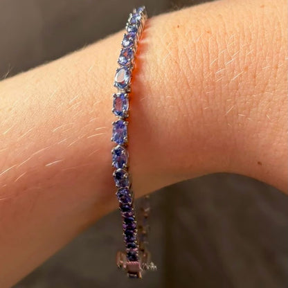 New! Natural Tanzanite Tennis Bracelet crafted from 925 Sterling Silver