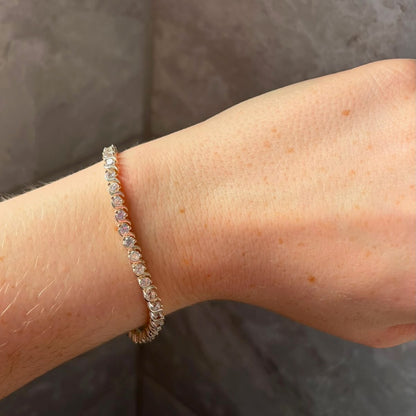 Sterling Silver Tennis Bracelet with Clear Crystal Cubic Zirconia Stones