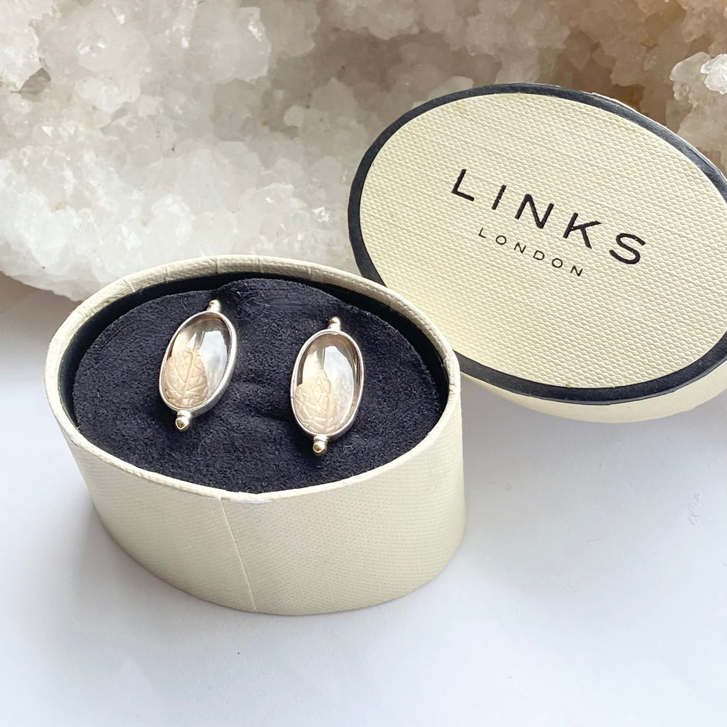 Links of London Sterling Silver and Glass with a leaf design studs