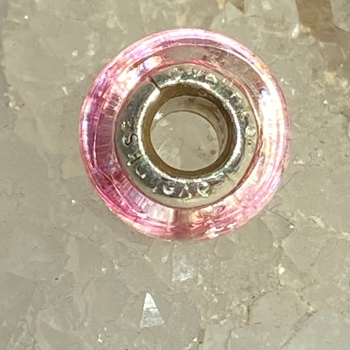 Pink and White Love Links Bead Branded Charm