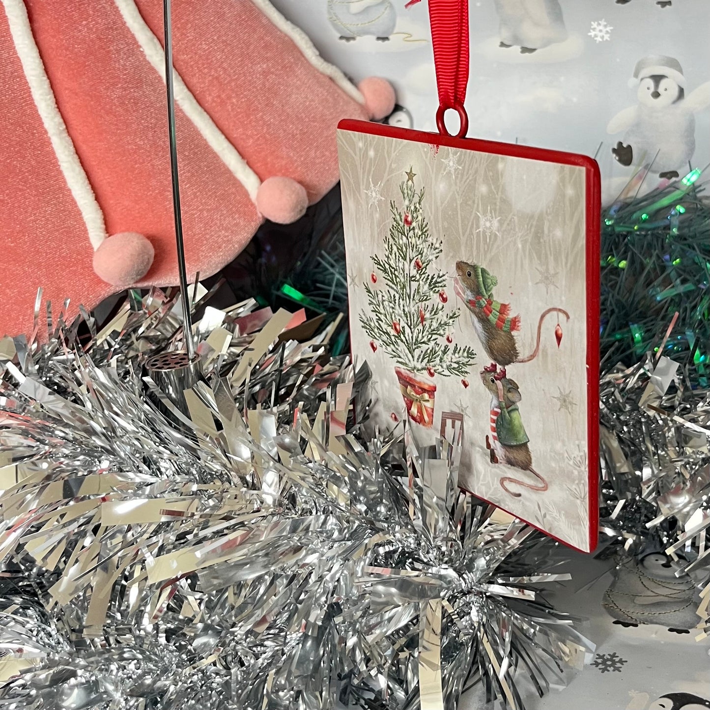Christmas Tree Decoration featuring an illustration called "Merry Christmas"