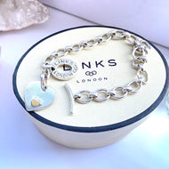 Larger Link Chain Pre Loved Links of London Bracelet, T Bar Clasp with Heart Charm