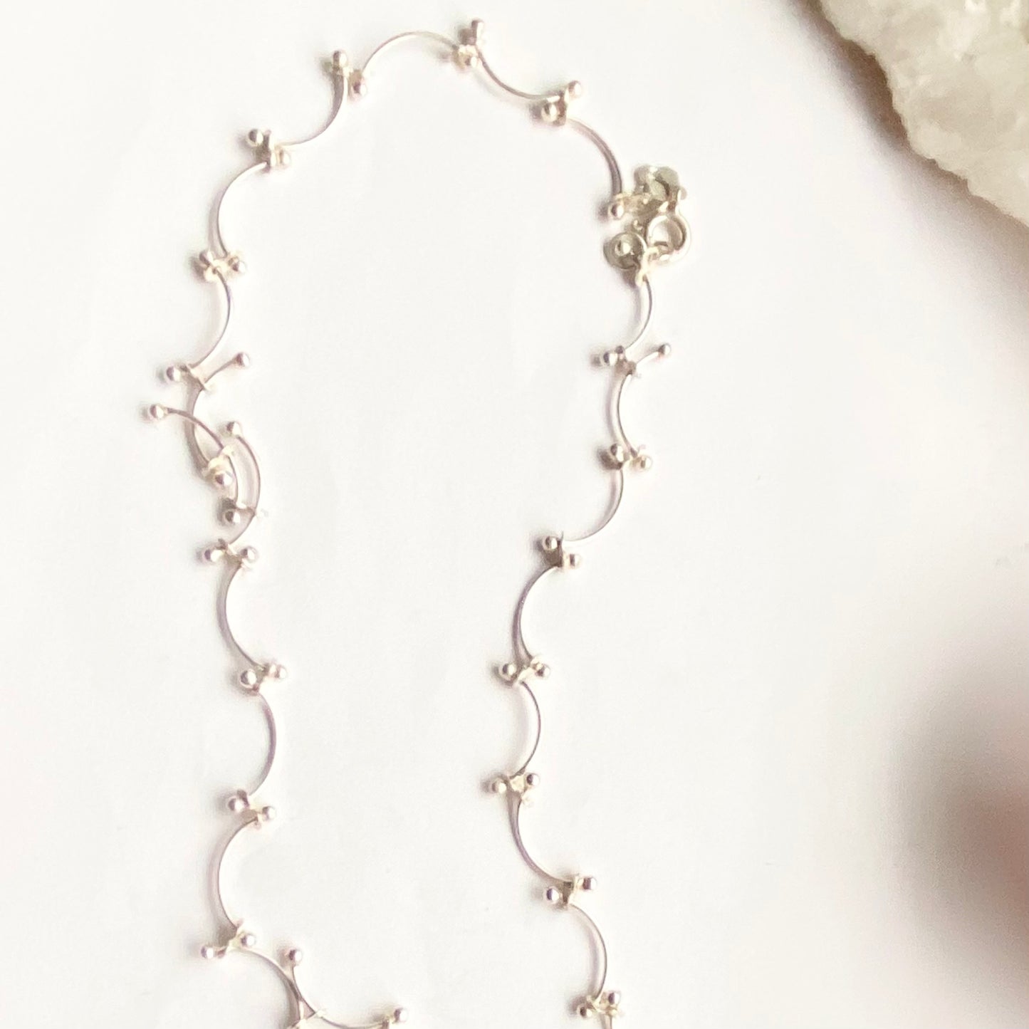 Sterling Silver Modernist Ball Link Chain Choker, Stamped 925i