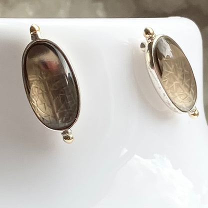 Links of London ANTHOLOGY earrings smokey quartz studs sterling silver