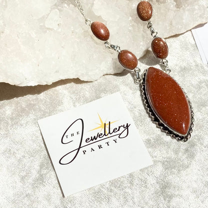Coral Gold Stone Gemstone Necklace