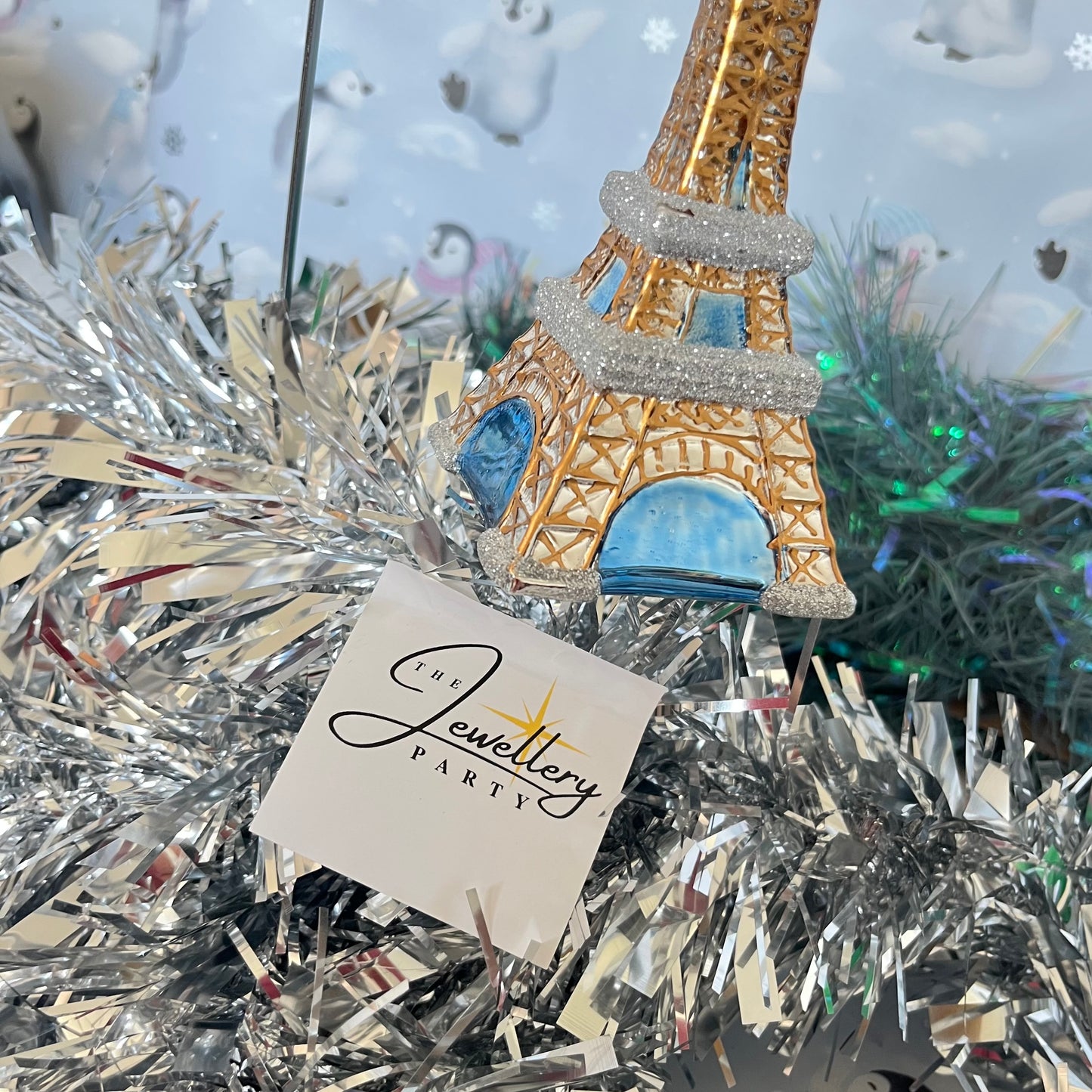Kurt Adler Noble Gems glass Eiffel Tower Christmas ornament