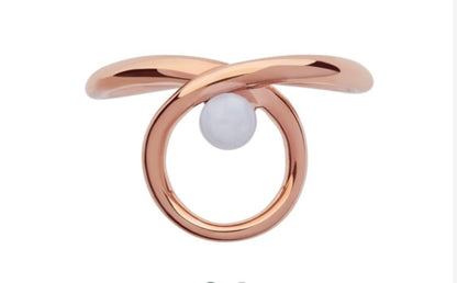 Links of London iconic Serpentine 18kt Rose Gold Vermeil & Blue Lace Agate Gemstone Ring