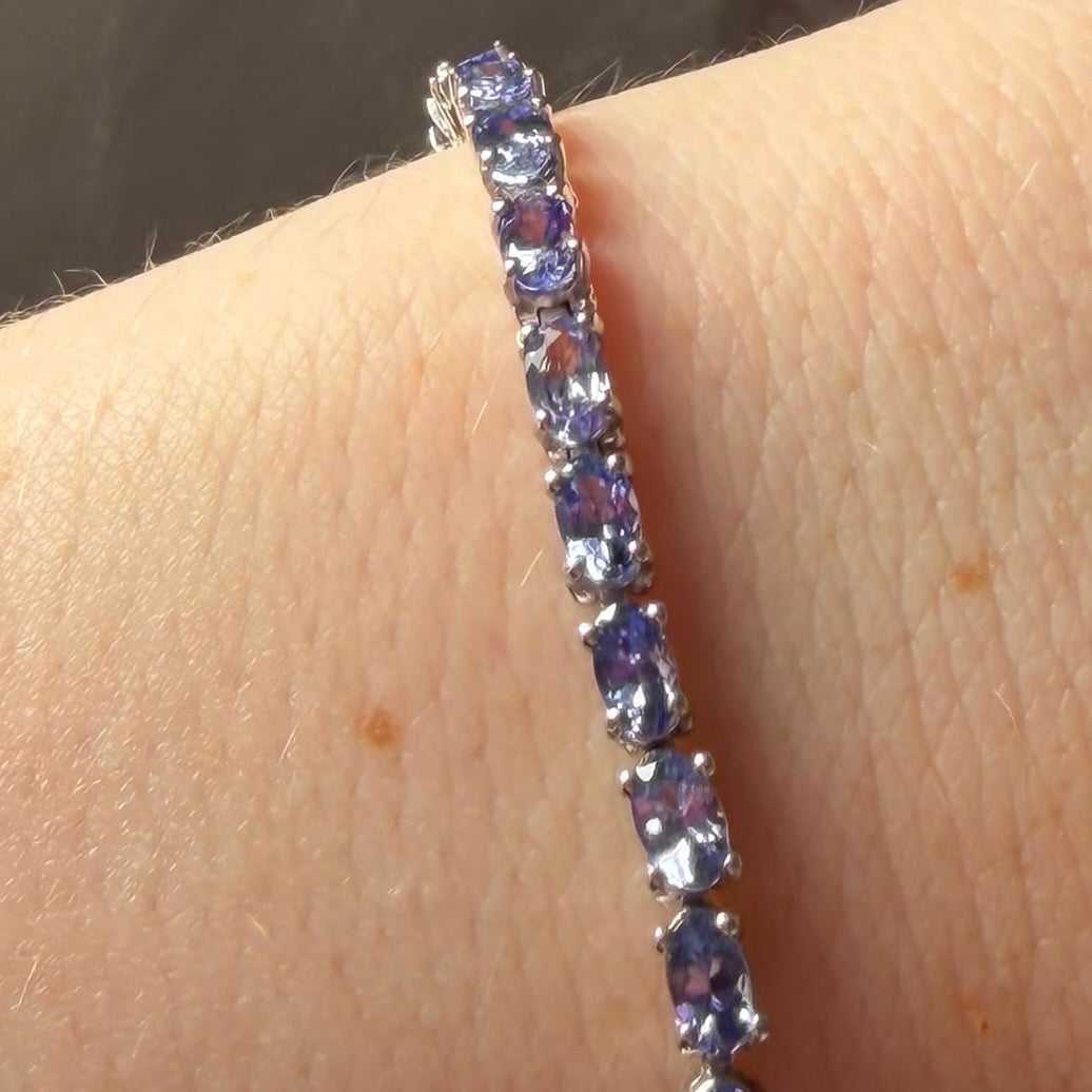 New! Natural Tanzanite Tennis Bracelet crafted from 925 Sterling Silver