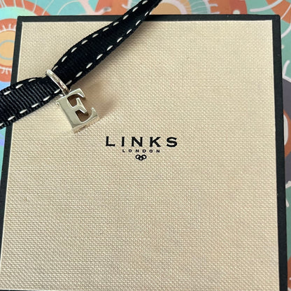 Links of London Sterling Silver Capital Letter E Charm New in the original packaging.