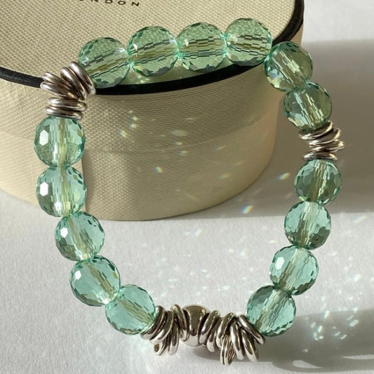 Links of London  Sterling Silver Green Crystal  Sweetie Bracelet