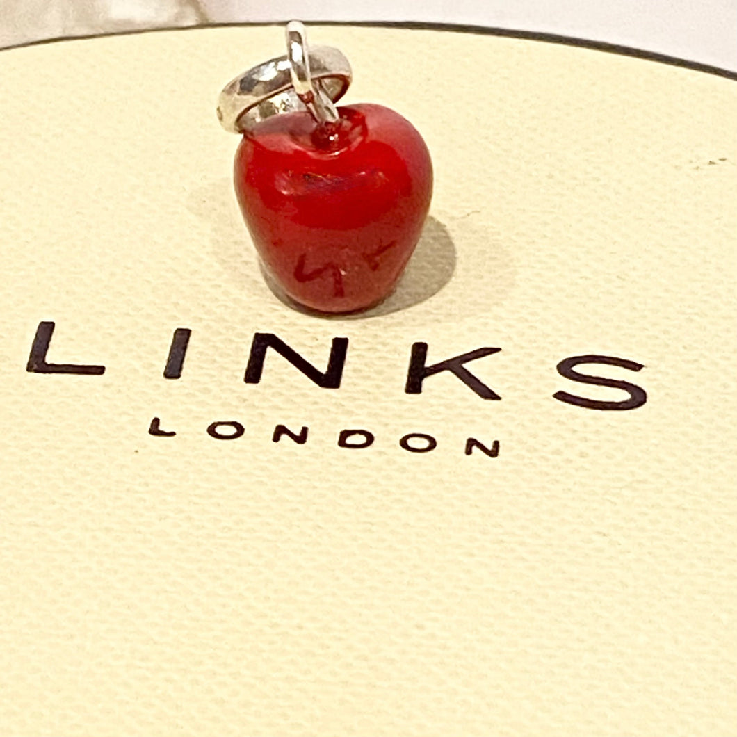 Links of London Sterling Silver Red Apple Charm