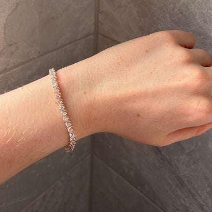 Sterling Silver Tennis Bracelet with Clear Crystal Cubic Zirconia Stones
