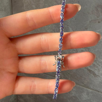 New! Natural Tanzanite Tennis Bracelet crafted from 925 Sterling Silver
