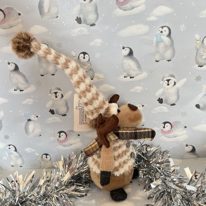 Brown festive plush reindeer Christmas decoration