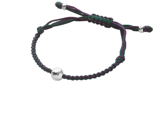 Purple and green cord, Links of London Wimboldon bracelet with a silver tennis ball