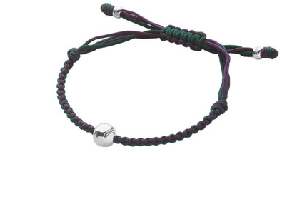 Purple and green cord, Links of London Wimboldon bracelet with a silver tennis ball