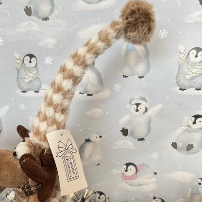 Brown festive plush reindeer Christmas decoration
