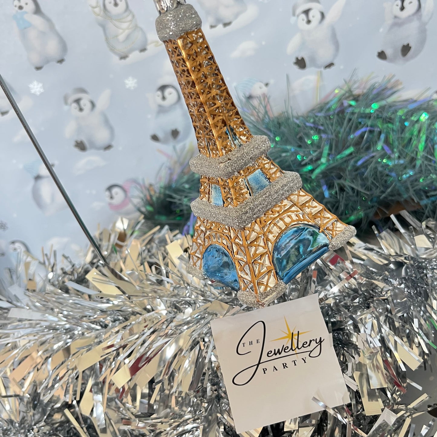 Kurt Adler Noble Gems glass Eiffel Tower Christmas ornament