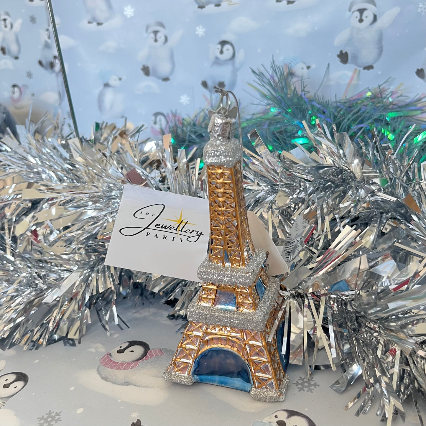 Kurt Adler Noble Gems glass Eiffel Tower Christmas ornament