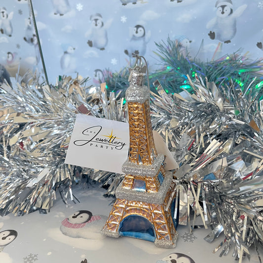 Kurt Adler Noble Gems glass Eiffel Tower Christmas ornament