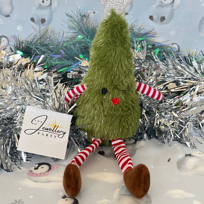 Gisela Graham Christmas Tree Man Shelf Sitter featuring a fluffy green tree body.