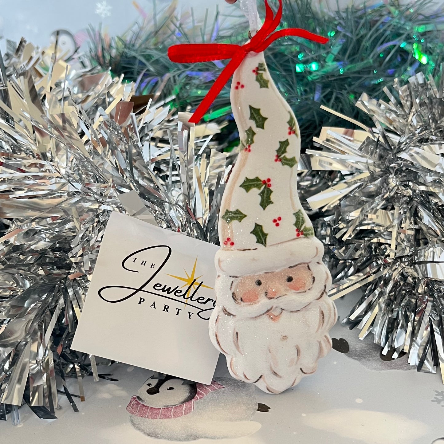 Festive Santa Claus face hanging Christmas tree ornament