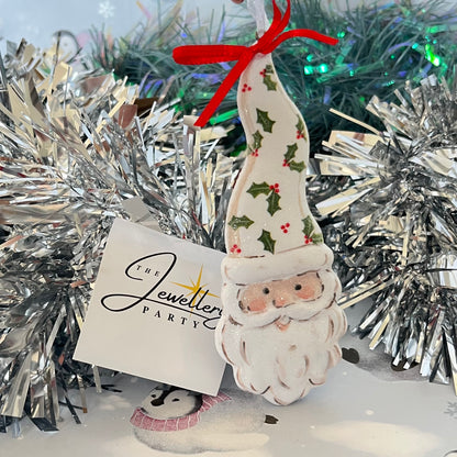Festive Santa Claus face hanging Christmas tree ornament