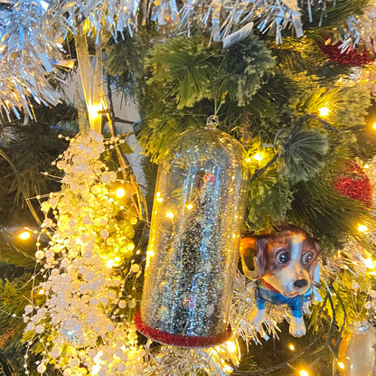 Christmas Tree Decoration in a Glass Dome. Beautiful Holiday Decoration