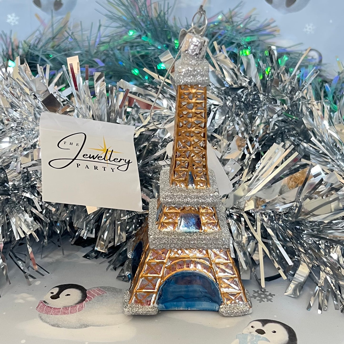 Kurt Adler Noble Gems glass Eiffel Tower Christmas ornament