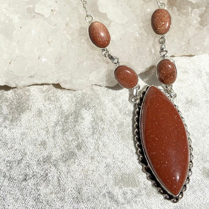Coral Gold Stone Gemstone Necklace