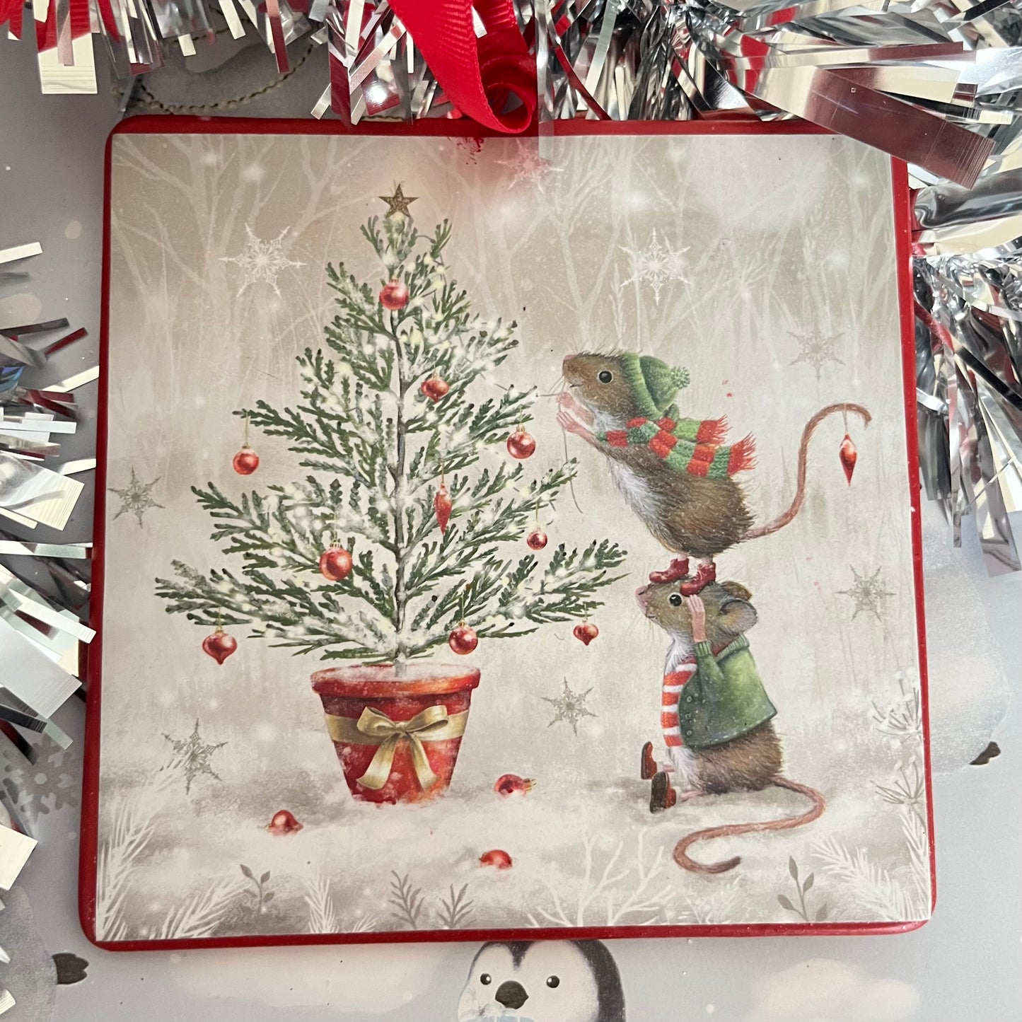 Christmas Tree Decoration featuring an illustration called "Merry Christmas"