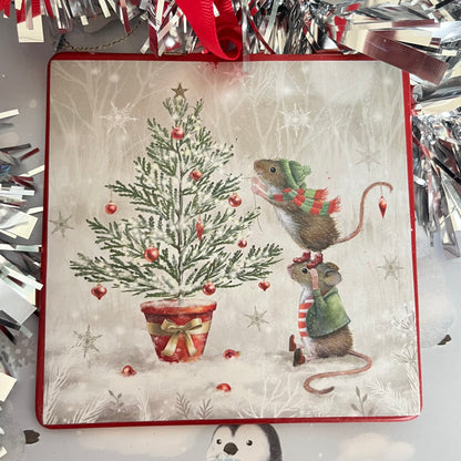 Christmas Tree Decoration featuring an illustration called "Merry Christmas"