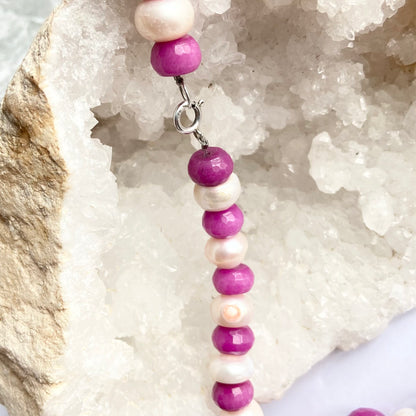 Vintage 925 Glass and Cultivated Pearl Necklace