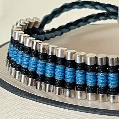 Links of London Sterling Silver Friendship Bracelet with Blue and Black Cord