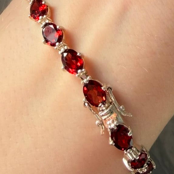 QVC Garnet Gemstone  Sterling Silver Tennis bracelet