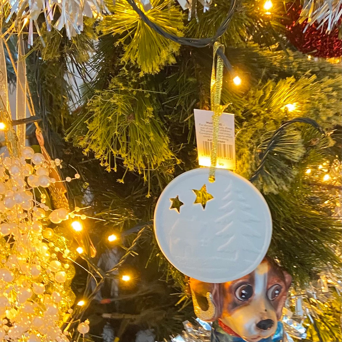 Ceramic Disk  Festive, Christmas Ornament
