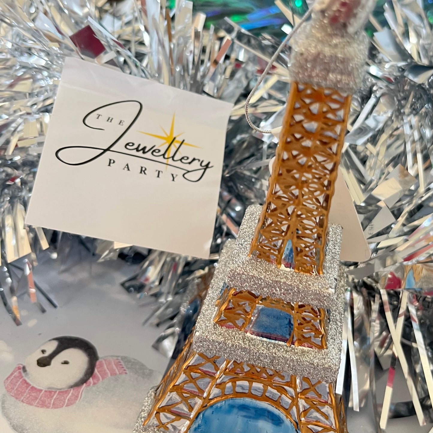 Kurt Adler Noble Gems glass Eiffel Tower Christmas ornament