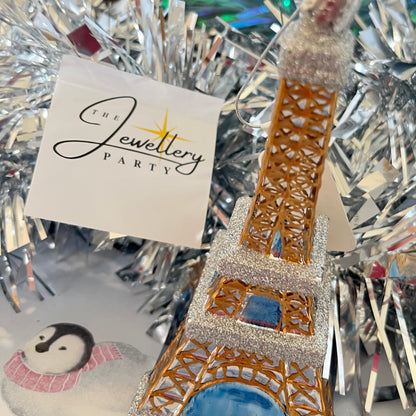 Kurt Adler Noble Gems glass Eiffel Tower Christmas ornament