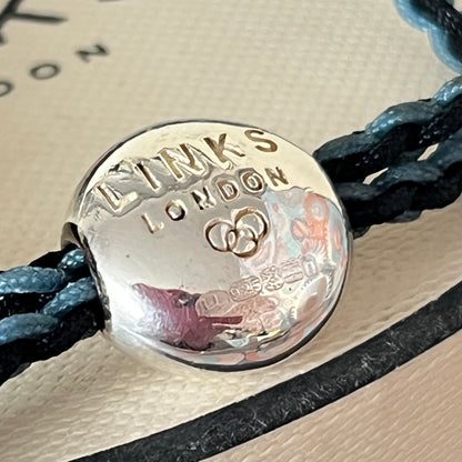 Links of London Sterling Silver Friendship Bracelet with Blue and Black Cord