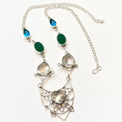 Clear Quartz crystal in the shape of a heart Necklace