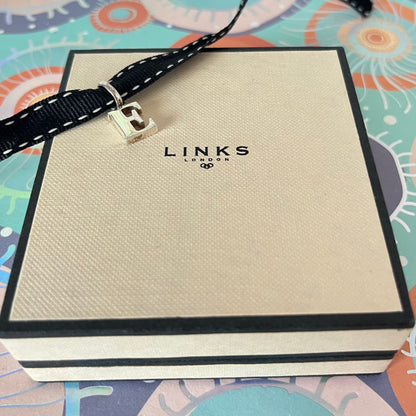 Links of London Sterling Silver Capital Letter E Charm New in the original packaging.